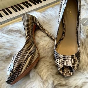 Coach snakeskin peep toe heels size 8B